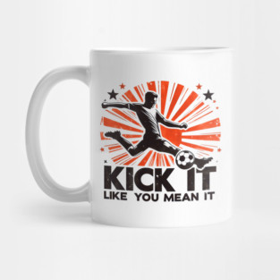 Kick It Like You Mean It – Retro Soccer Silhouette Design Mug