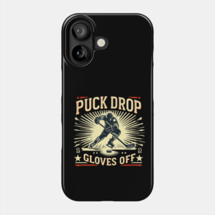 Puck Drop, Gloves Off – Vintage Ice Hockey Silhouette Design Phone Case