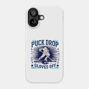Puck Drop, Gloves Off – Vintage Ice Hockey Silhouette Design Phone Case