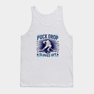 Puck Drop, Gloves Off – Vintage Ice Hockey Silhouette Design Tank Top
