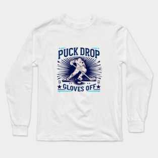 Puck Drop, Gloves Off – Vintage Ice Hockey Silhouette Design Long Sleeve T-Shirt