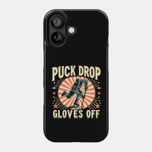 Puck Drop, Gloves Off – Vintage Ice Hockey Silhouette Design Phone Case