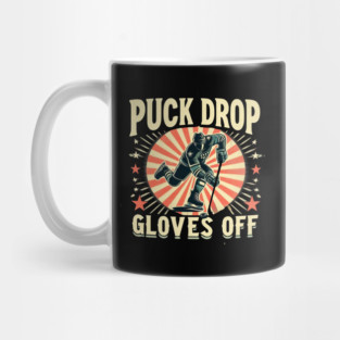Puck Drop, Gloves Off – Vintage Ice Hockey Silhouette Design Mug