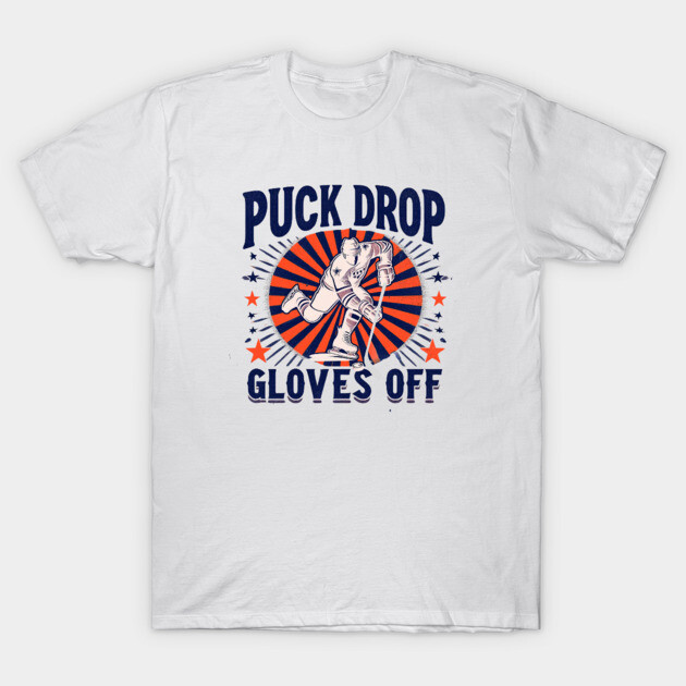 Puck Drop, Gloves Off – Vintage Ice Hockey Silhouette Design T-Shirt by Ben's Store 1