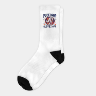 Puck Drop, Gloves Off – Vintage Ice Hockey Silhouette Design Socks
