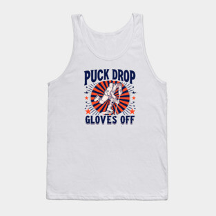 Puck Drop, Gloves Off – Vintage Ice Hockey Silhouette Design Tank Top