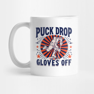Puck Drop, Gloves Off – Vintage Ice Hockey Silhouette Design Mug