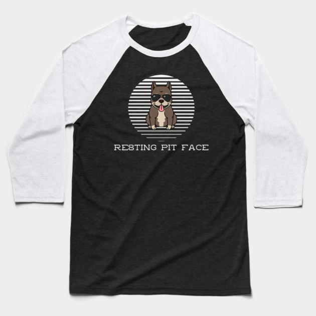 Resting Pit Face Baseball T-Shirt by Pixel Threads 