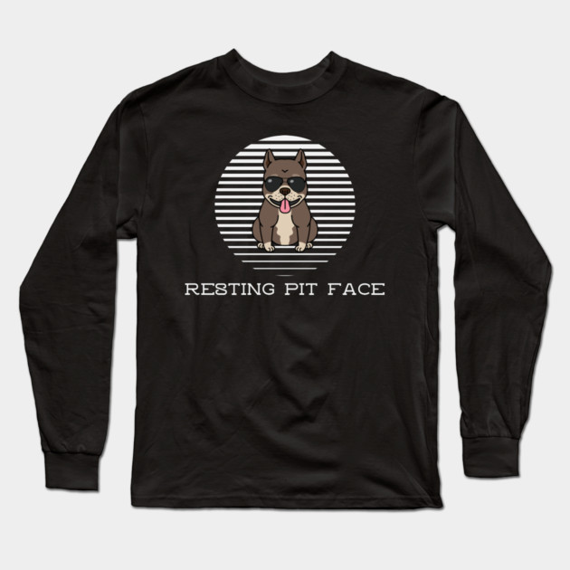 Resting Pit Face Long Sleeve T-Shirt by Pixel Threads 
