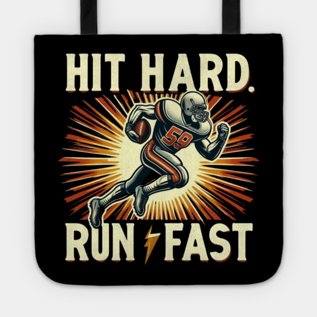 Hit Hard, Run Fast – Vintage American Football Design Tote by Ben's Store 1