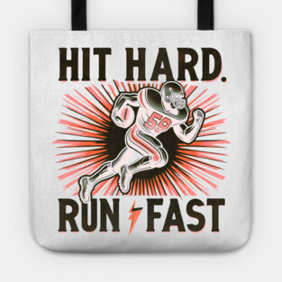Hit Hard, Run Fast – Vintage American Football Design Tote