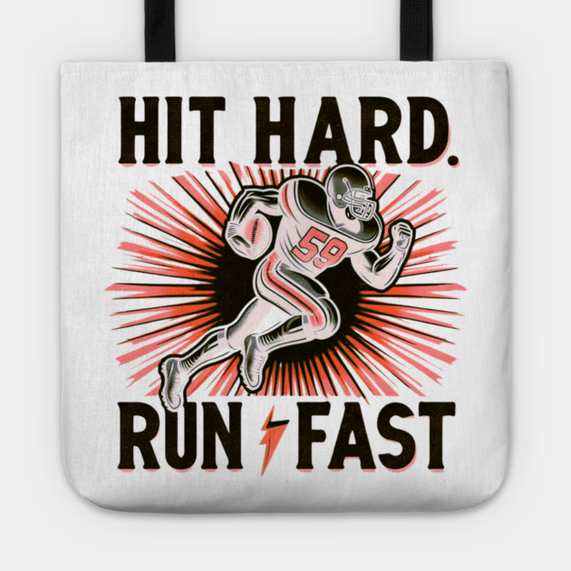 Hit Hard, Run Fast – Vintage American Football Design Tote by Ben's Store 1