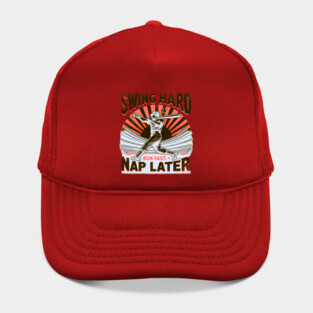 Swing Hard, Run Fast, Nap Later – Vintage Baseball Design Hat