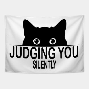 Silent Cat Judgment Tapestry
