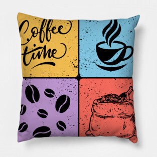 Coffee Time Vintage Aesthetic Design Pillow