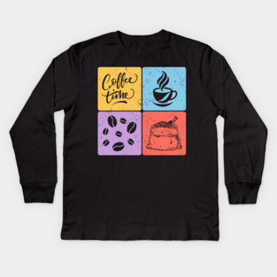 Coffee Time Vintage Aesthetic Design Kids Long Sleeve T-Shirt
