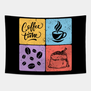 Coffee Time Vintage Aesthetic Design Tapestry