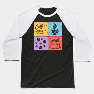 Coffee Time Vintage Aesthetic Design Baseball T-Shirt