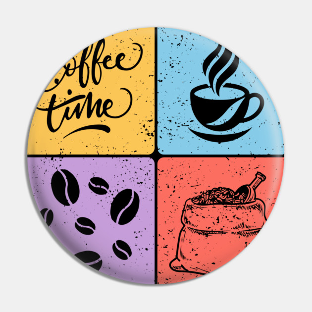 Coffee Time Vintage Aesthetic Design Pin by TuncGK
