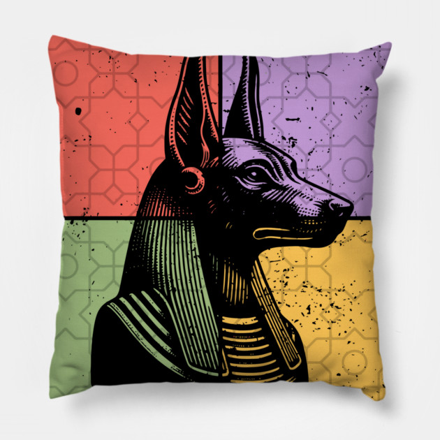 Anubis Egyptian God Retro Silhouette Art Pillow by TuncGK