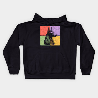 Anubis Egyptian God Retro Silhouette Art Kids Hoodie