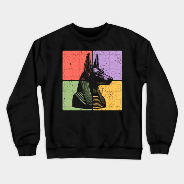 Anubis Egyptian God Retro Silhouette Art Crewneck Sweatshirt by TuncGK