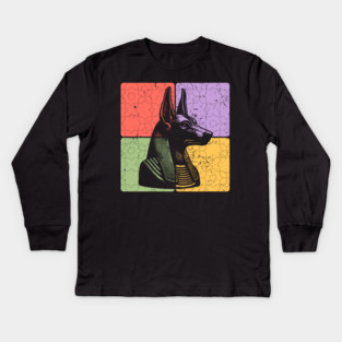 Anubis Egyptian God Retro Silhouette Art Kids Long Sleeve T-Shirt