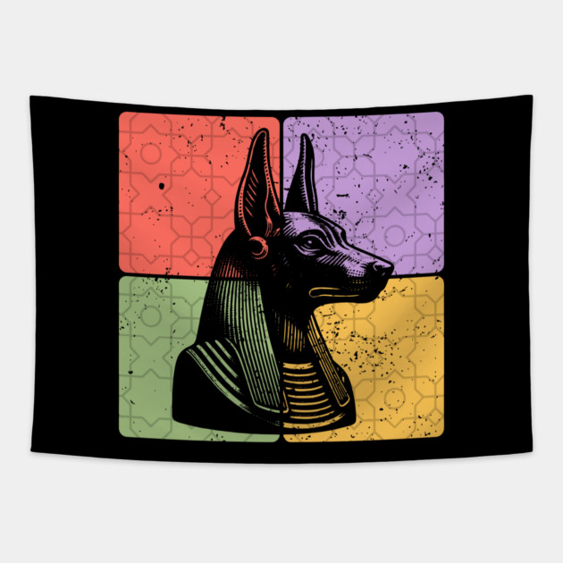 Anubis Egyptian God Retro Silhouette Art Tapestry by TuncGK