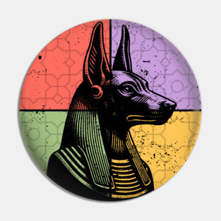 Anubis Egyptian God Retro Silhouette Art Pin