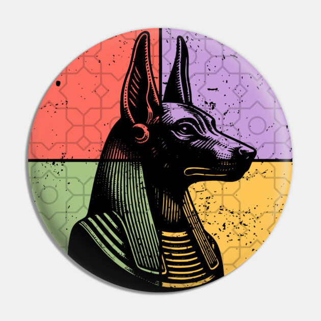 Anubis Egyptian God Retro Silhouette Art Pin by TuncGK