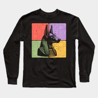 Anubis Egyptian God Retro Silhouette Art Long Sleeve T-Shirt