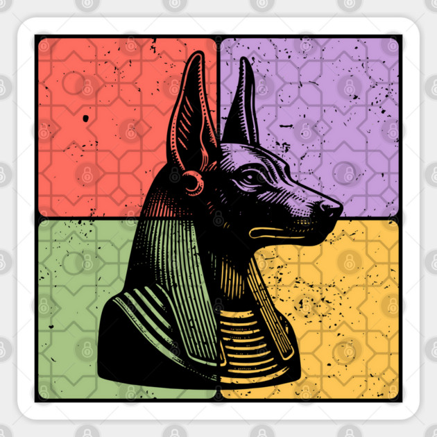 Anubis Egyptian God Retro Silhouette Art Sticker by TuncGK