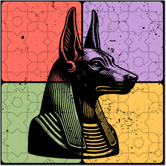 Anubis Egyptian God Retro Silhouette Art Wall Art by TuncGK