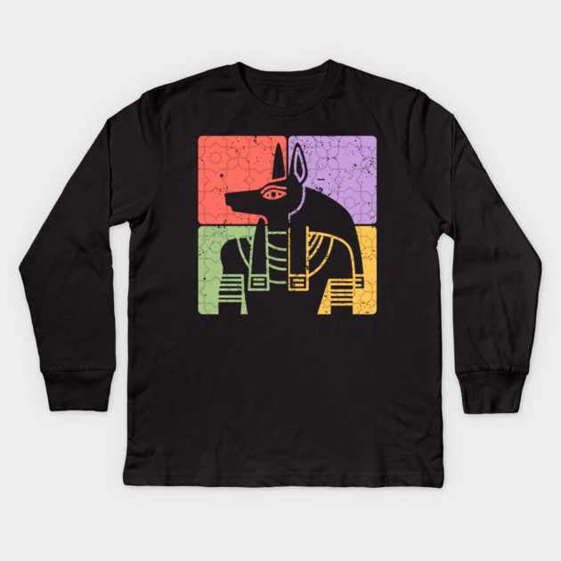Anubis Ancient Egypt Pharaoh Art Kids Long Sleeve T-Shirt by TuncGK