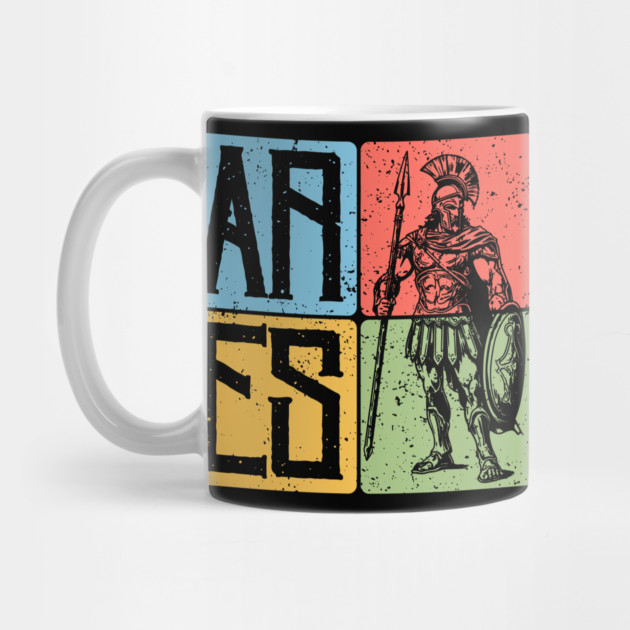 Ares the God of War - Spartan Warrior Retro Block Print Art by TuncGK