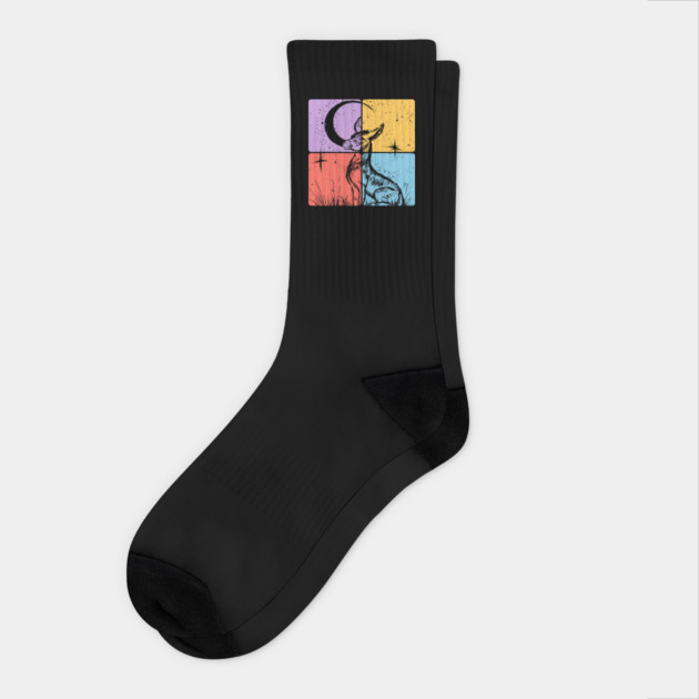 Moon and Donkey Spiritual Night Art Socks by TuncGK