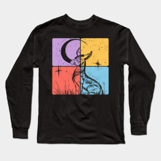 Moon and Donkey Spiritual Night Art Long Sleeve T-Shirt