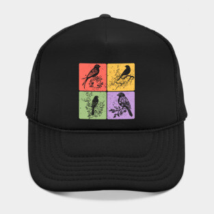 Birds on Branch Vintage Nature Art Hat