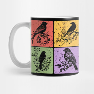 Birds on Branch Vintage Nature Art Mug