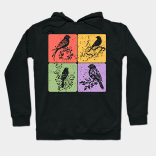 Birds on Branch Vintage Nature Art Hoodie