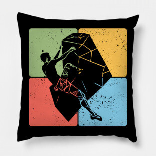 Rock Climber on Boulder Adventure Art Pillow