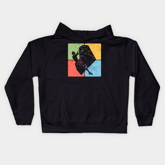 Rock Climber on Boulder Adventure Art Kids Hoodie by TuncGK