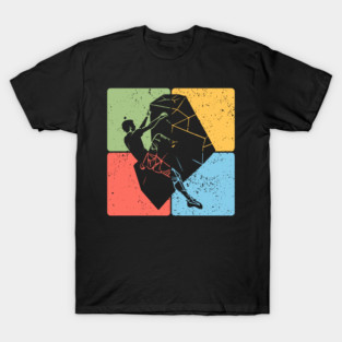 Rock Climber on Boulder Adventure Art T-Shirt