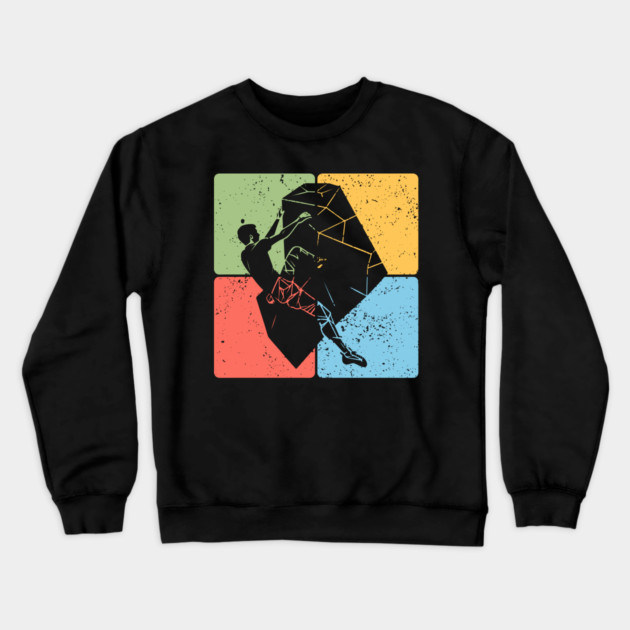 Rock Climber on Boulder Adventure Art Crewneck Sweatshirt by TuncGK