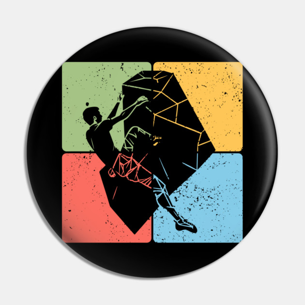 Rock Climber on Boulder Adventure Art Pin by TuncGK