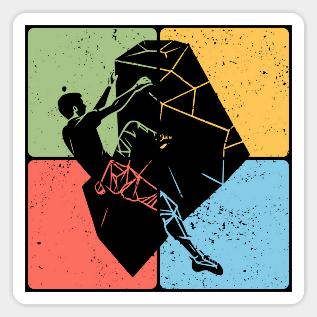 Rock Climber on Boulder Adventure Art Magnet by TuncGK