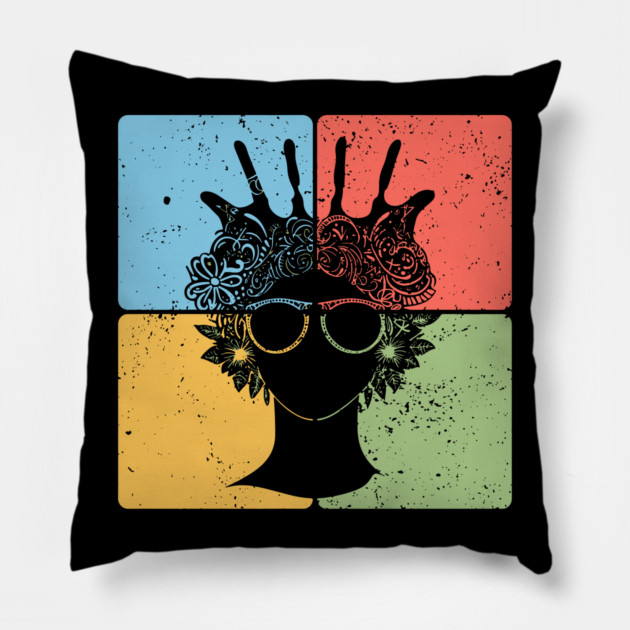 Afrocentric Woman Retro Cultural Aesthetic Pillow by TuncGK