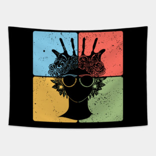 Afrocentric Woman Retro Cultural Aesthetic Tapestry