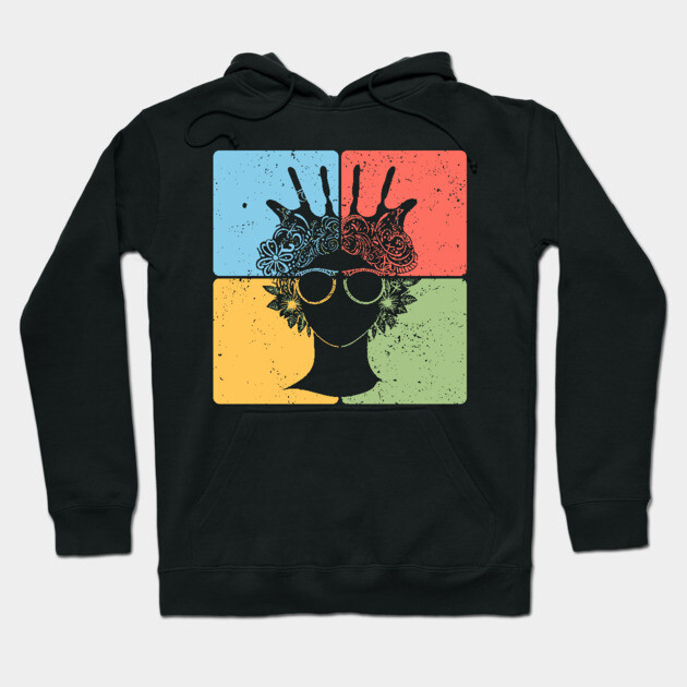 Afrocentric Woman Retro Cultural Aesthetic Hoodie by TuncGK