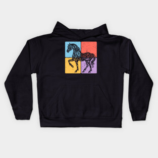 Vintage Horse Silhouette Equestrian Art Kids Hoodie